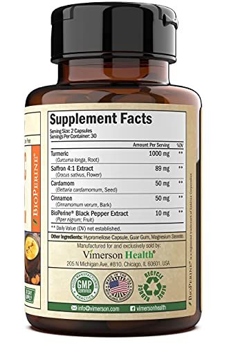 Vimerson Health Men's Multivitamin + Turmeric Saffron Cinnamon & Cardamom Bundle. Immune And Joint Support, Inflammatory Response, Energy & Performance, Antioxidant Supplement #TOP2