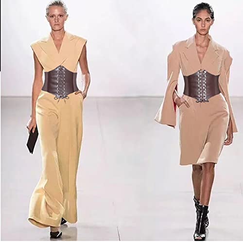 Gleamart Lace-up Corset Belt Elastic Leather Waspie Waist Belt for Women4