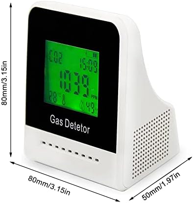 CO2 Detector Carbon Dioxide Monitor Meter 400-5000 PPM, Indoor CO2 Meter Air Quality CO2 Monitor with Sound Alarm, Temperature, Humidity, Rechargeable Battery Powered