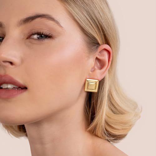 Gold Square Stud Earrings for Women Polished Spiral Stud Earrings for Women Birthday Jewelry2