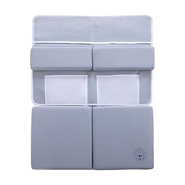 AMAZON - ANGELYCIA Baby Bath Kneeler and Elbow Rest Pad | 1.5 Inch Baby Bath Kneeling and Elbow Pad for Bathtub | 8 Strong Suction Cups | 3 Mesh Pockets for Toys, Bath Accessories | Quick Drying Fabric (Gray)