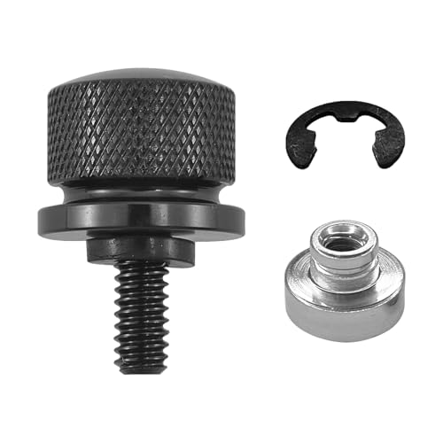 Image of QKYS Black Finish Seat Bolt Screw Nut Mount Kit, Fender Seat Nut Kit Quick Mount 304 Stainless Steel for Harley Davidson Touring Sportster Softail Dyna 1996-2024 (Black)