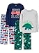 Simple Joys by Carter's Boys Toddler 4-Piece Pajama Set, Dino/Firetruck, 3T