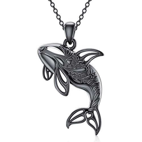 PELOVNY Ocean Killer Whale Pendant Necklace 925 Sterling Silver Ocean Orca Jewelry Birthday Christmas Gift For Women Men