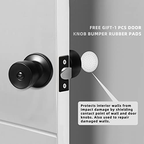 Tanzfrosch 1 Pack Privacy Door Knobs Matte Black Interior Door Lock Keyless Round Lockset For Bedroom, Bathroom, Garage, Hardwares & Instruction Included #TOP6
