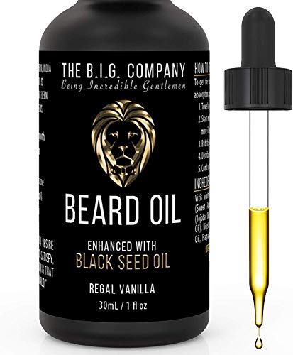 Beard Oil for Fuller Beard and Moustache, 24-Hour Non-Greasy Deep Conditioning Formula for Beard Growth, Regal Vanilla Scent  B.I.G. Beard Balm