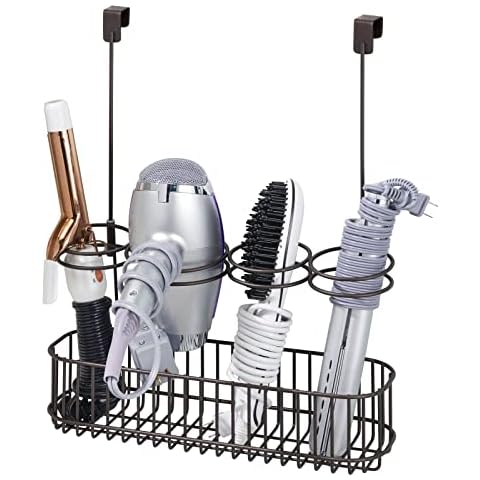 mDesign Metal Bathroom Storage Tool Organizer Accessory Basket Tray Cover