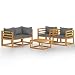 Produktbild vidaXL Akazienholz Massiv Gartenmöbel Set 5-TLG. mit Auflagen Sitzgruppe Lounge Sofa Garnitur Sitzgarnitur Gartenset Ecksofa Gartensofa