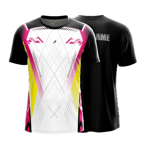 Image of YOURJERSEY Custom Sports Jersey for Men & Kids | Add Player Name | Personalised Cricket /Football /Badminton T-Shirt | Custom Team Jersey
