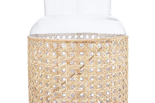 Bloomingville 14.5"H Glass Vase With Decorative Cane Sleeve Beige #TOP6