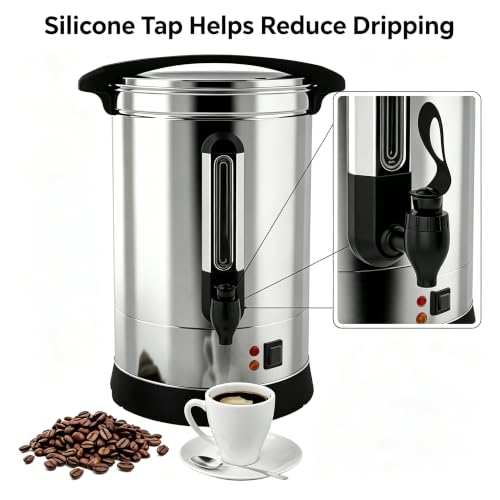 Image of Commercial Coffee Maker, Percolator Coffee Pot, 100-Cup Hot Water Urn