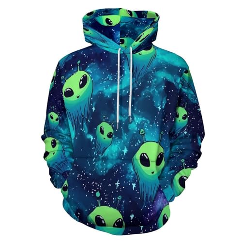 Sweat à capuche pour homme extraterrestres au design de paysage cosmique et manches longues