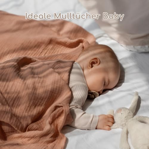 Yukkidds Mulltücher Baby Spucktücher 100% Baumwolle Spucktuch 60x60 cm Saugfähig und Atmungsaktive Wickeltücher Musselintücher 5er Set für Neugeborene Junge und Mädchen Brauner Bär