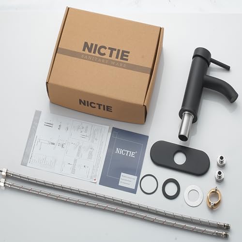 Nictie ZT-1101H Black Bathroom Faucet Bathroom Sink Faucet Vanity Single Hole Single Handle Matte Black Modern Rv Faucet Deck Mount 1 Hole Or 3 Holes thumb #4