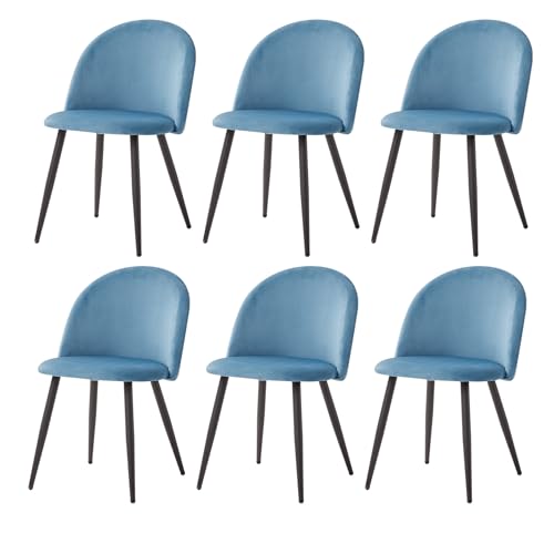 Benyled Sillas De Comedor Terciopelo Pack 6, Sillas Cocina Nórdico Con Asiento Tapizado Y Pies Metálicos Para Comedor, Salón, Cocina, Dormitorio Y Sala De Recepción Azul Negro Pies Benyled Sillas De Comedor Terciopelo Pack 6, Sillas Cocina Nórdico Con Asiento Tapizado Y Pies Metálicos Para Comedor, Salón, Cocina, Dormitorio Y Sala De Recepción Azul Negro Pies