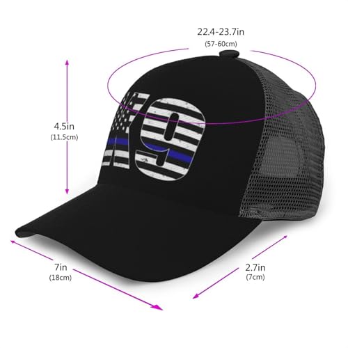 Police K9 Thin Blue Line Mesh Baseball Cap - Classic Adjustable Peaked Cap, Trucker Hat for Men and Women3