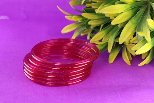Image of STYOLLO Viral Jelly Transparent Plain Glass Chudi Set For Women & Girls | Traditional Bangle Set | Stylish Bangles For Girls | Ethnic Wedding, Festive & Daily Jewelry | Classic Designer Churi - Set Of 12