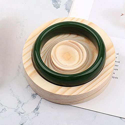 Magideal Wooden Jewelry Tray, Bracelet Display Stand Bead Pendant Showcase Multifunctional Bracelet Holder For Shop Brooch Earrings Countertop, Wood, Round #TOP6