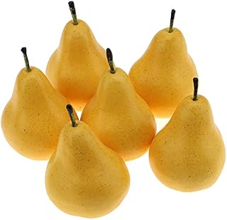 Gresorth 6pcs Artificial Pear Decoration Fake Fruit Lifelike Simulation Food for Home Party Kitchen Christmas New Year Show