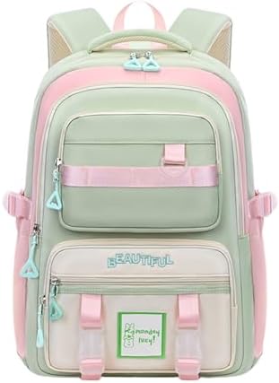 Cute Aesthetic Backpack for Women College Laptop Backpacks Kawaii Preppy Multiple Pockets Anti Theft Waterproof Large Daypack (Green)