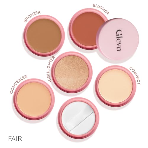 Image of Gleva 5 In 1 Makeup stack With Concealer, Bronzer, Blusher, Compact & Highlighter Smooth & Blendable Formula - Travel Friendly, Quick & Easy to Use (Fair)