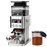 Homtone Edelstahl Kaffeemühle Elektrisch für Siebträger, Coffee Grinder mit LCD-Bildschirm, 31...