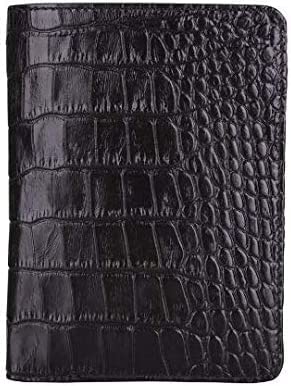 Law Enforcement Badge Wallet, All Leather, Fits Any Shape Badge with Pin Back, Black Croc Leather