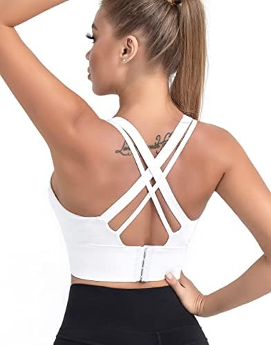 Botel High Impact Sports Bras for Women, Criss Cross Sports Running Bra, High Support Bra with Removable Cups (White,XL)