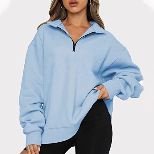 Oelaio Womens Long Sleeve Zip Up Hoodie Tee Lightweight Solid Color