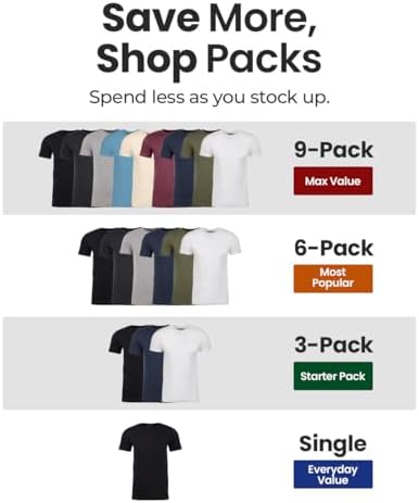 INTO THE AM Men's Plain Tees 9 Pack Multipack - Fitted Crewneck Gym Casual Workout Tshirts Shirts for Men (Black/Charcoal/Grey/Indigo/Ivory/Maroon/Navy/Olive Green/White, Medium) - 2