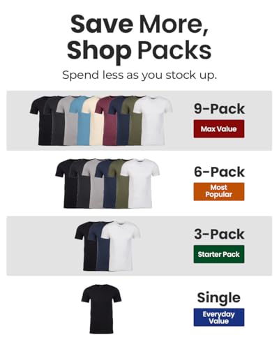 INTO THE AM Men's Plain Basic Tees 3 Pack Multipack - Fitted Essential Crewneck Blank Gym Classic Casual True Fit Fashion for Guys (White/White/White, Large)