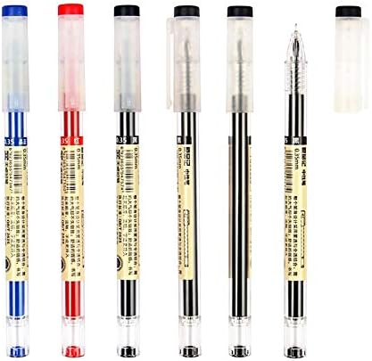 Gel Ink Pen Extra fine point pens Ballpoint pen Liquid Ink Rollerball Pens 0.35mm Premium Quick Drying Pen For japanese Office School Stationery Supply 12 Packs (4 pc Black,4 pc Blue, 4 pc Red)