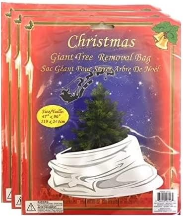 3 Pack Hapros Christmas Tree Removal Bag 8ft - 119 x 244cm - for Trees Up to 8 Feet (47" x 96")
