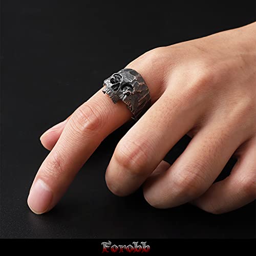Image of Skull Ring 925 Sterling Silver Handcrafted Gothic Rock Punk Diablo Vintage Cocktail Party Biker Retro [Double Eyes 60036] - Ring Size 8.5