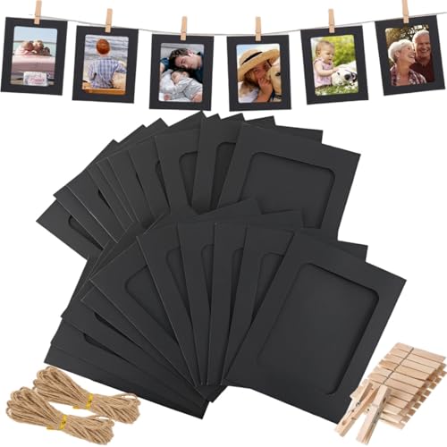USEDGDIG 20 PCS Paper Picture Frames 4x6” Cardboard Photo Frames DIY Clip Photo Holders Hanging Photo Display Banner for Home, Classroom, Office, Wedding, and Wall Decor