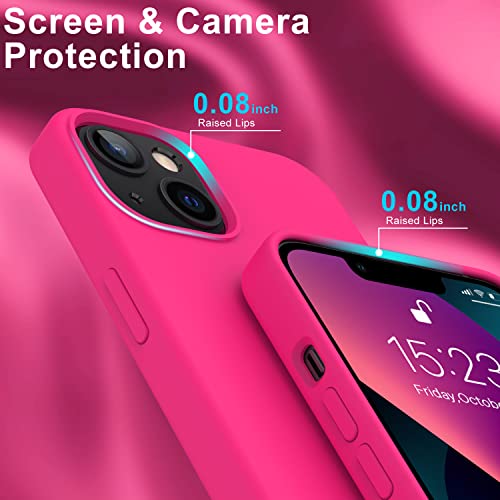Deenakin Iphone 14 Case,Iphone 13 Case With Screen Protector,Soft Flexible Silicone Gel Rubber Bumper Cover,Slim Fit Shockproof Protective Phone Case For Iphone 13,Iphone 14 6.1" Nice Hot Pink #TOP4