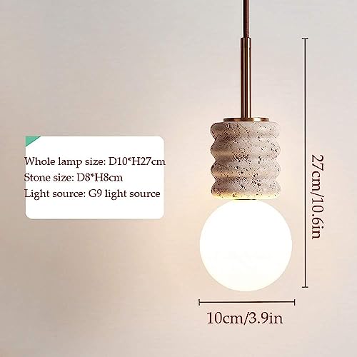 Suspension travertin beige mini abat-jour de plafond ajustable pour ilot de cuisine design - 7