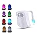 Sunnest Motion Activated Toilet Night Light, LED Bowl Light, Motion Sensor Seat Light 8 Color Changing, Fit Any Toilet, White