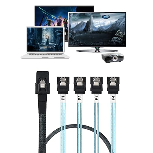 Internes Mini SAS 36pin SFF8087 mit W/Riegel, 7pin SATA weiblich (x4),hard drive with cable 0.5m.