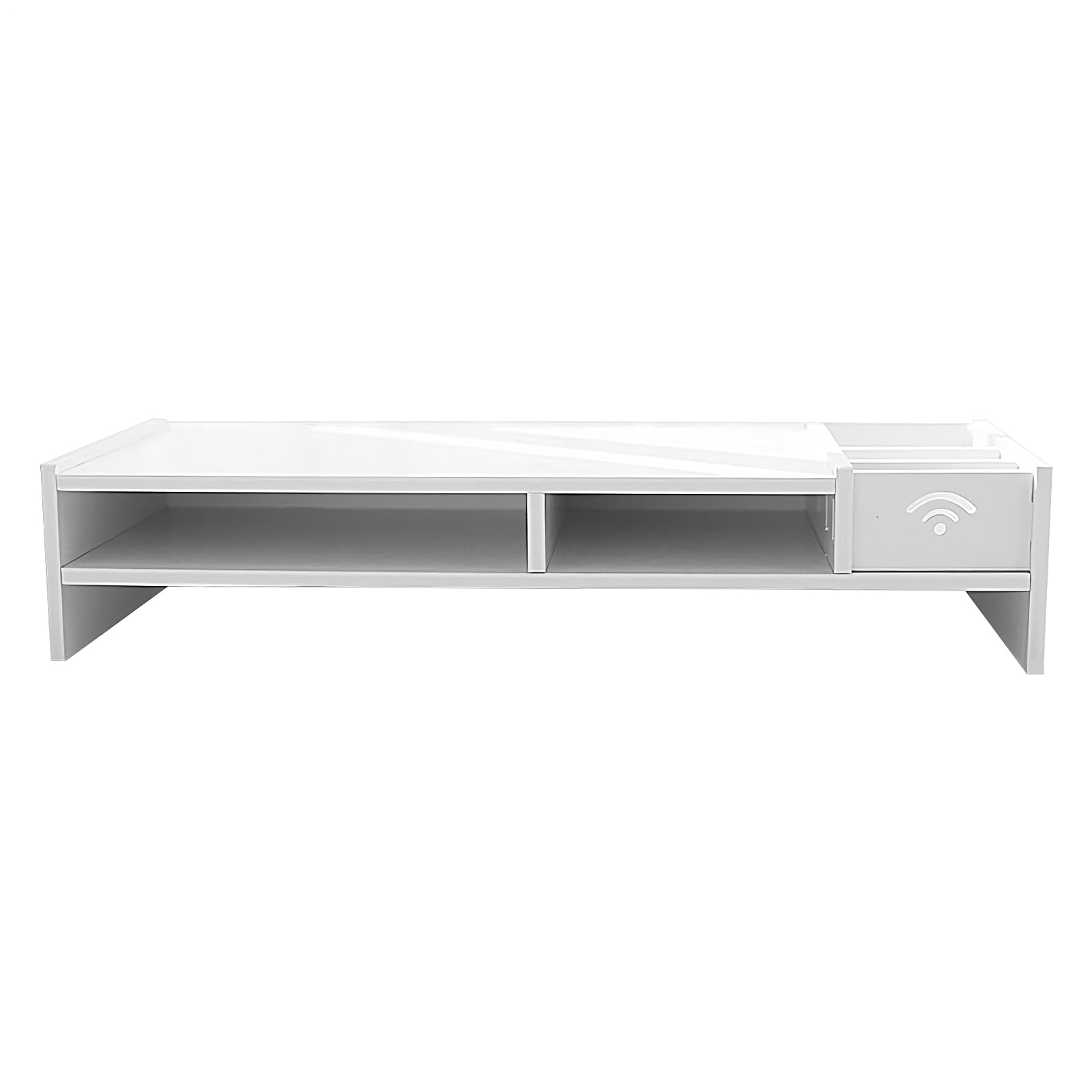 Monitor stand con espacio de almacenamiento | Pantalla elevadora blanca | Aumento del monitor para el escritorio de la oficina | Organizador de madera PVC 49x20.4x10cm para la optimización del lugar d