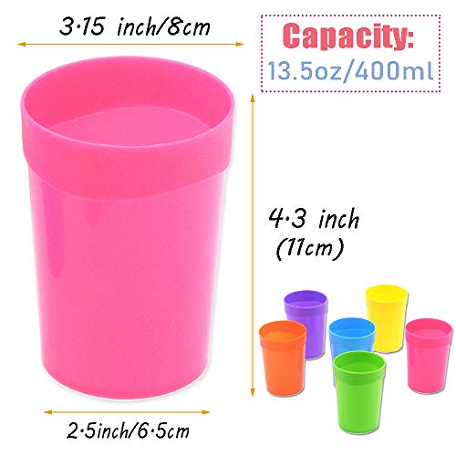 Ojyudd 24 Pcs 13.5Oz/400Ml Unbreakable Plastic Tumblers,Kids Plastic Cups,Plastic Kids Juice Tumblers In 6 Assorted Colors For Children And Adults,No Bpa #TOP1