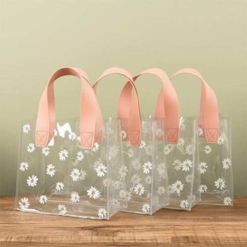 Image of SATYAM KRAFT 24 Pcs Transparent Reusable Leather Goodie Bags | Elegant Gift Bags for Her /Him Wedding Return Favors, Engagement Hampers, Marriage, Birthday & Festival Gifting | Handle Carry Bag