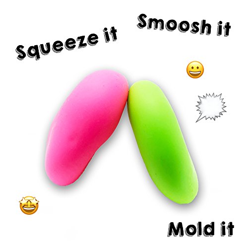 Squishy Stress Relief Balls [2 Pack] Pull And Stretch Bounce Ball. (Green And Pink). Mold It, Squeeze It, Stretch It, Smoosh It. Great For Kids And Adults. Bouncy Squeezable And Soft. Energizing #TOP1