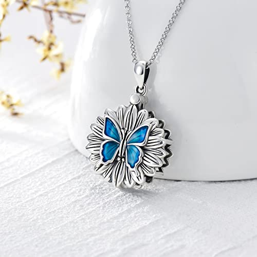 Soulmeet Round Cremation Jewelry For Ashes, Silver Sunflower Butterfly Urn Ashes Necklace For Women Keepsake Memorial You Are My Sunshine Urn Locket (Locket Only) #TOP1