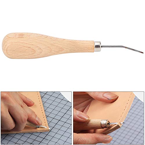 Socobeta Punta di Diamante Punteruolo a Rombo Utensile per Punzonatura in Pelle in Acciaio per Lavori di Perforazione Precisi Manico in Faggio Artigianale in Pelle Set da 1 Pezzo (Faggio + acciaio