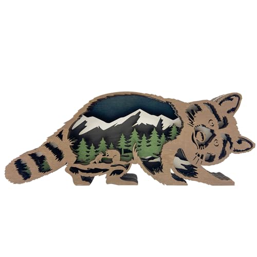 Image of Laozai Wooden Forest Animals Raccoon Decor Cabin Rustic Decor Wall Decorations Mountain decor for Bedroom Living Room Table Decorative