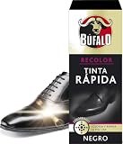 Bufalo Recolor - Tinta Rápida, Colorea y Reaviva la Piel Lisa, Reparaciones y Arreglos de Calzado, Color Negro - Frasco de 25ml, El embalaje puede variar
