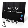 Black Magnetic Glass Board Desktop Easel, 16x12 Black Dry Erase Board for Desk, Tabletop Glass Whiteboard on Adjustable Stand, ZHIDIAN Portable Tempered Glass Board for Office Home