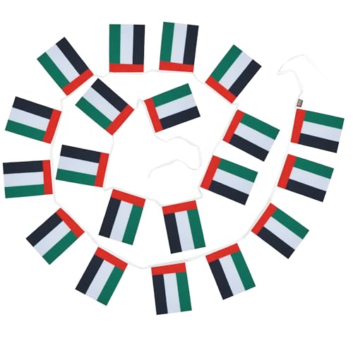 Image of AZ FLAG United Arab Emirates 6 meters BUNTING Flag 20 flags 9'' x 6'' - Emirati STRING flags 15 x 21 cm