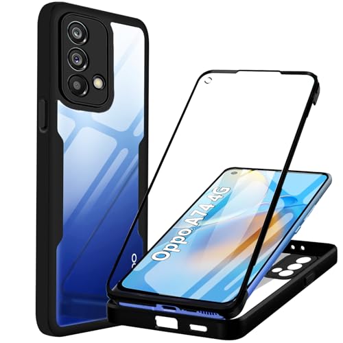 WeiCase Cover per Oppo A74 4G (Non per A74 5G), Custodia Antiurto con Protezione dello Schermo Integrata, 360° Sottile Cover Transparente Silicone Custodia per Oppo A74 4G, Nero